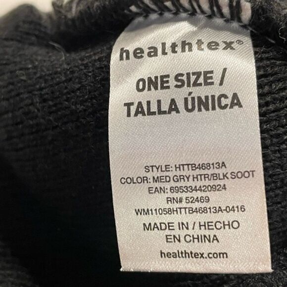 One size little kid Unisex Heathtex black and gray striped stretch beanie hat - Picture 3 of 6